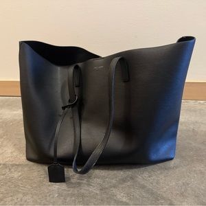 SAINT LAURENT LEATHER SHOPPER BLACK